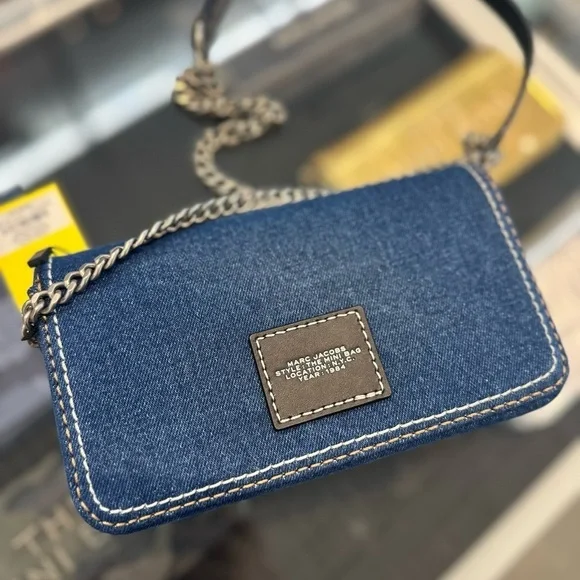 NWT! NEW! Marc Jacobs The Denim Chain Mini Bag -Dark Wash - Picture 2 of 14